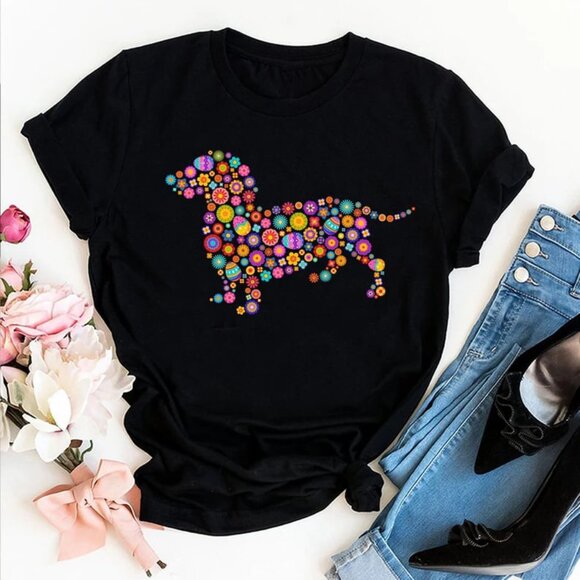 Tops - Cute Floral Dog Shirt, Easter DogGraphic Tee, Easter Gift For Dog lover